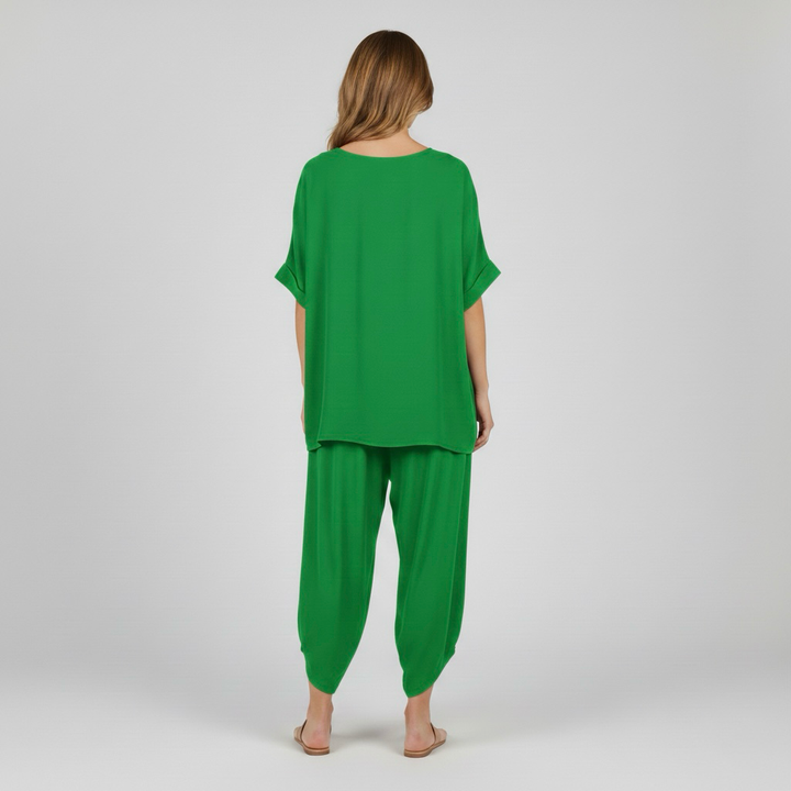 Pohodlná dvoudílná souprava pro ženy, top a volné kalhoty