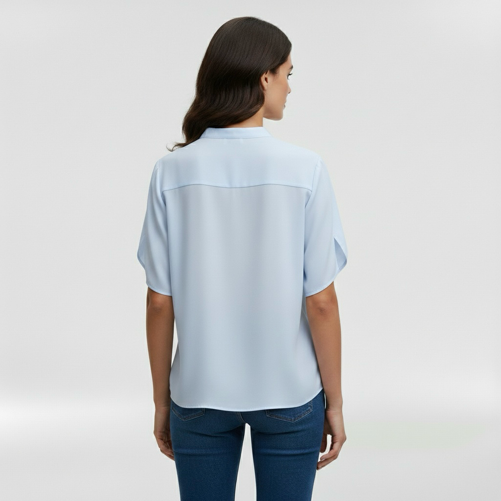 Camicia da donna con scollo a V e manica corta per uso quotidiano