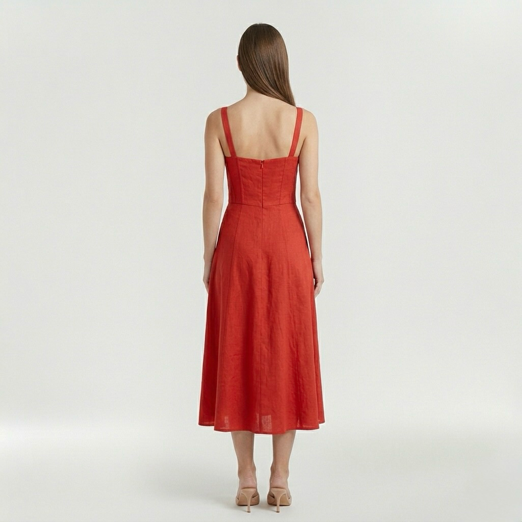 Vestido midi de tirantes con abertura lateral para mujer