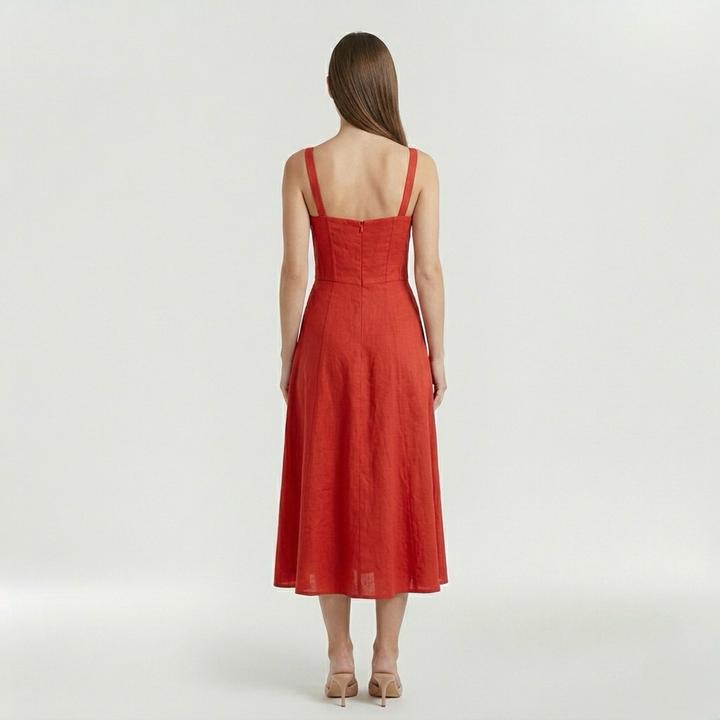 Vestido midi de tirantes con abertura lateral para mujer