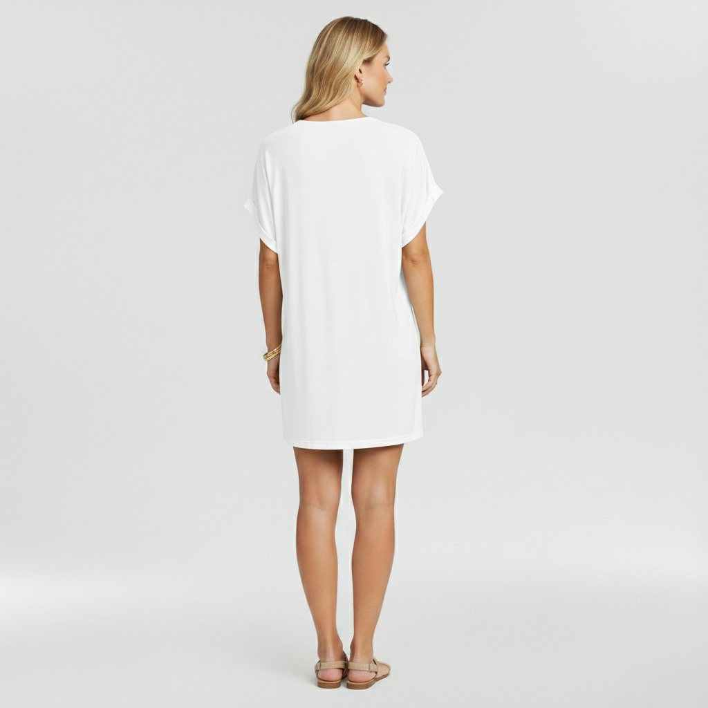 Dámské šaty s výstřihem do V a krátkým rukávem pro příležitostné nošení v létě