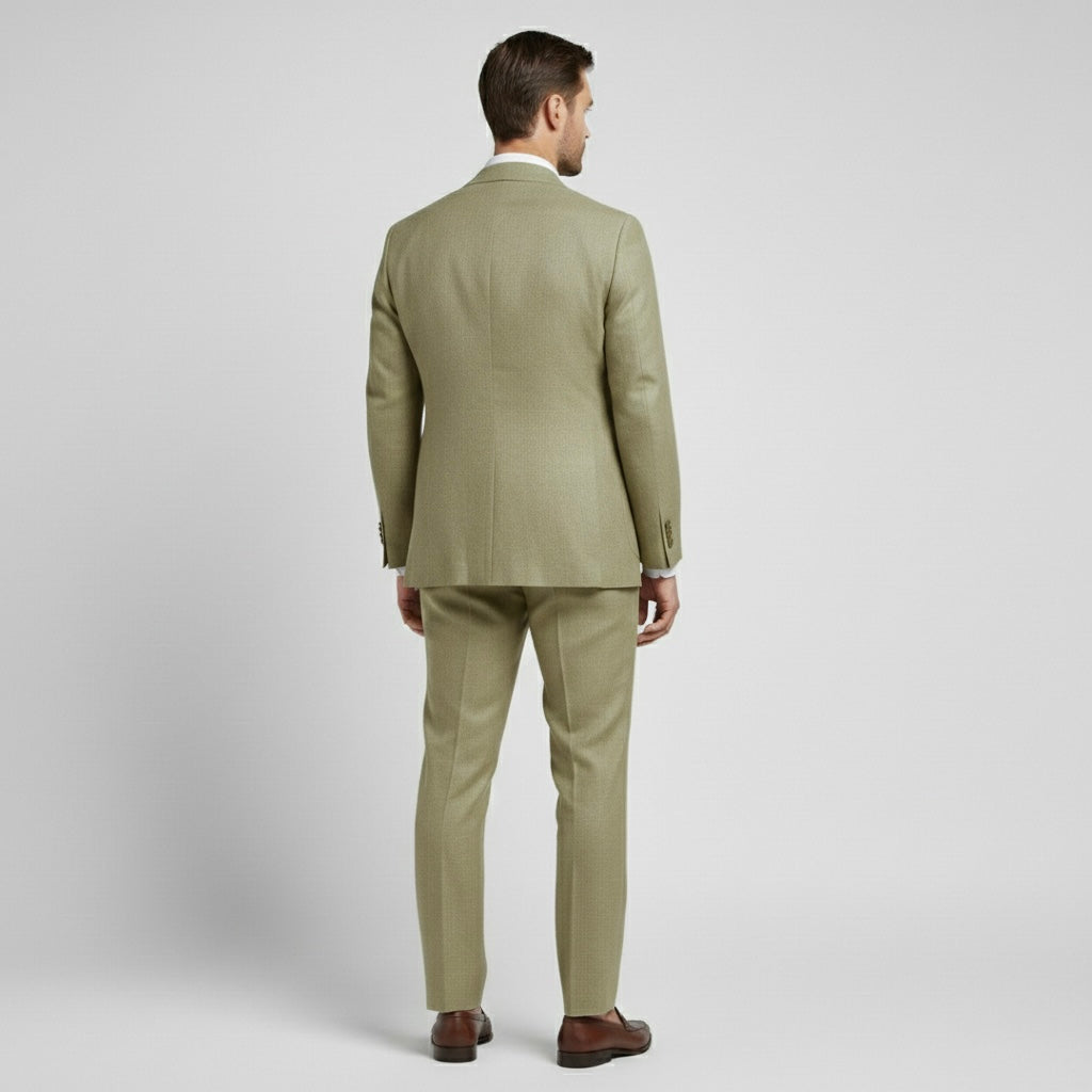 Costume en lin 2 pièces pour homme avec veste croisée pour mariages