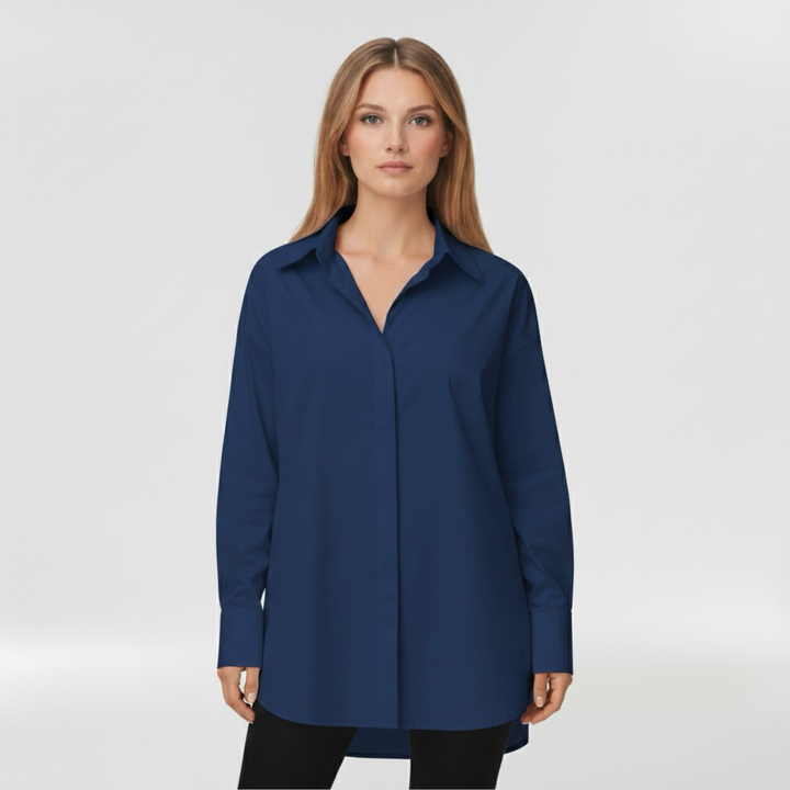 Camicia con bottoni da donna a maniche lunghe per l'ufficio