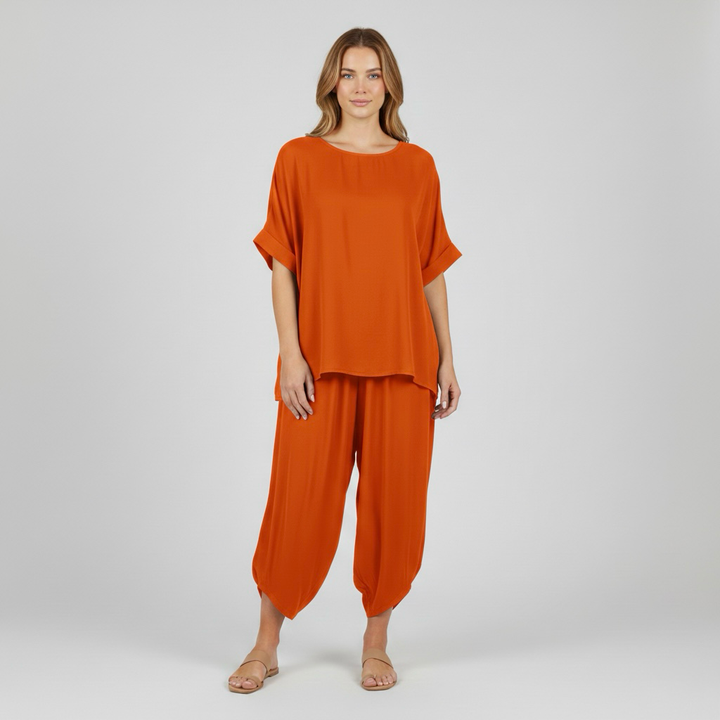 Pohodlná dvoudílná souprava pro ženy, top a volné kalhoty