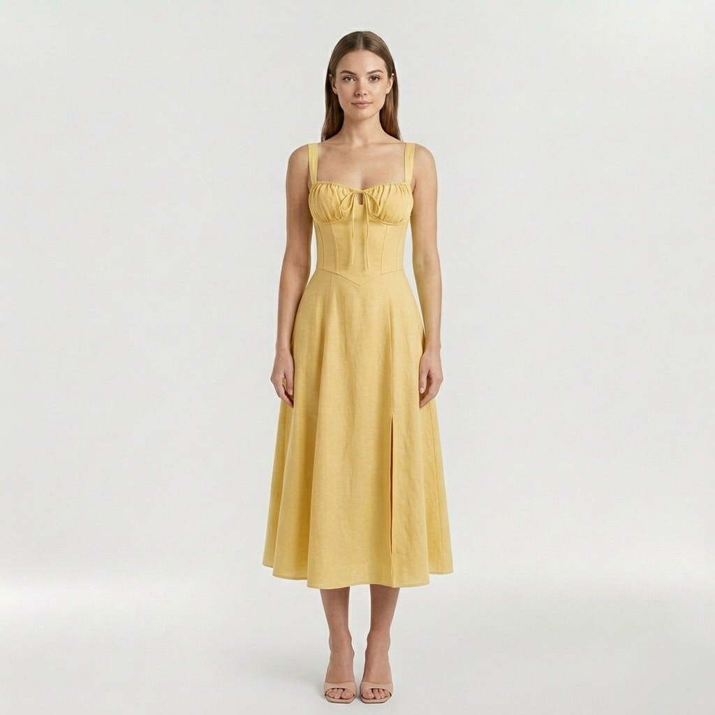 Vestido midi de tirantes con abertura lateral para mujer