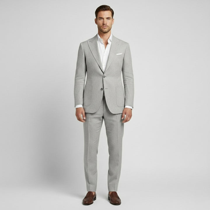 Costume en lin 2 pièces pour homme avec veste croisée pour mariages