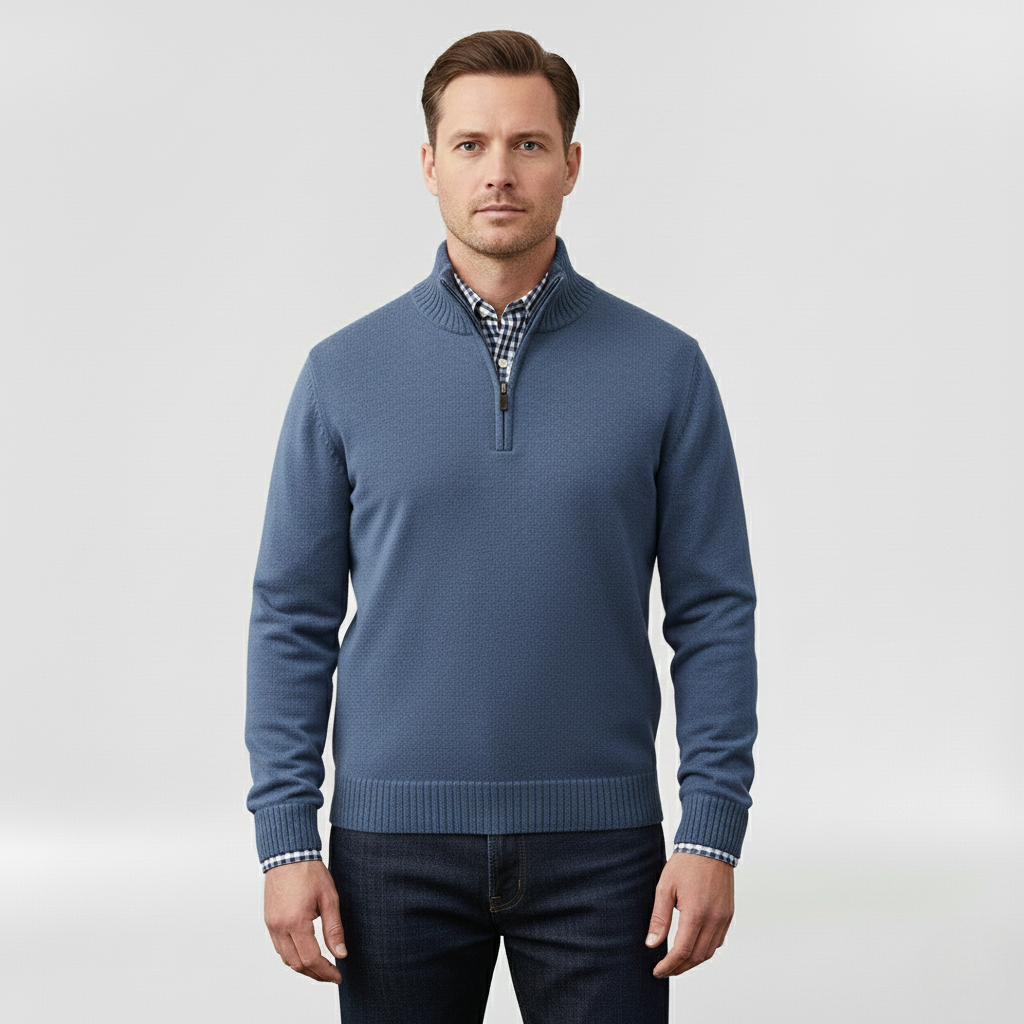 Pánský svetr se středním zipem pro vrstvení a každodenní nošení