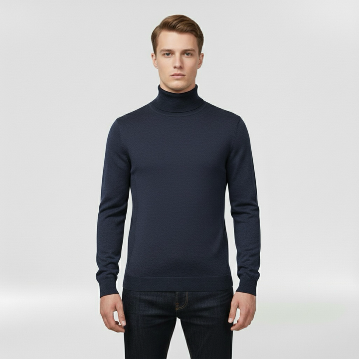 Pánský pletený svetr s vysokým límcem, teplý, elegantní a ležérní na zimu