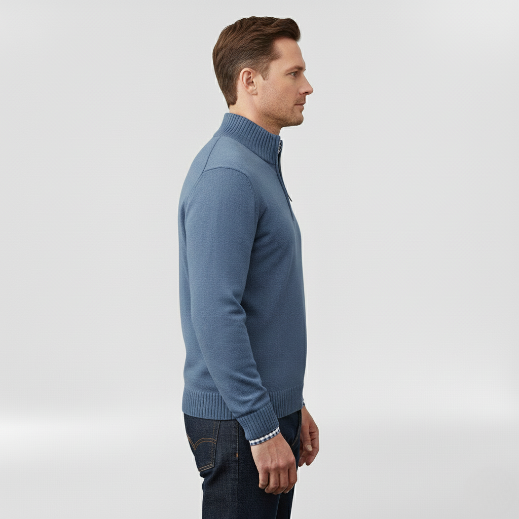 Pánský svetr se středním zipem pro vrstvení a každodenní nošení