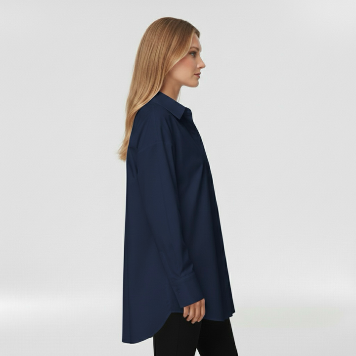 Camicia con bottoni da donna a maniche lunghe per l'ufficio