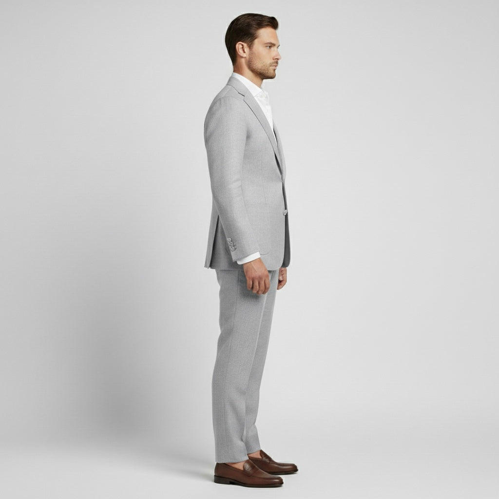 Costume en lin 2 pièces pour homme avec veste croisée pour mariages