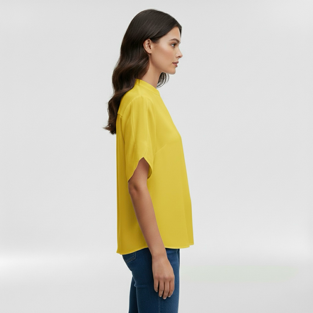 Camicia da donna con scollo a V e manica corta per uso quotidiano