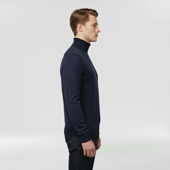 Pánský pletený svetr s vysokým límcem, teplý, elegantní a ležérní na zimu