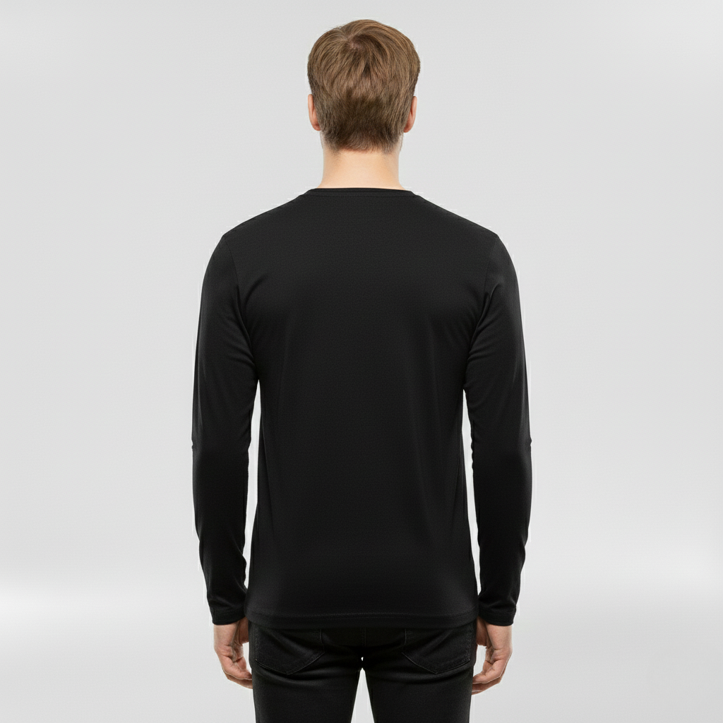 Męska koszulka z długim rękawem i okrągłym dekoltem na co dzień i do warstwowania