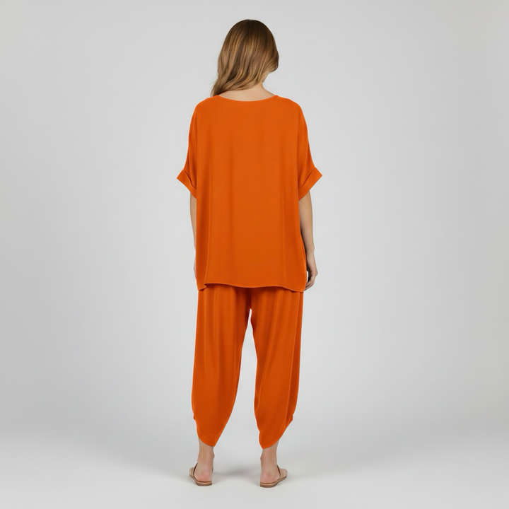 Pohodlná dvoudílná souprava pro ženy, top a volné kalhoty