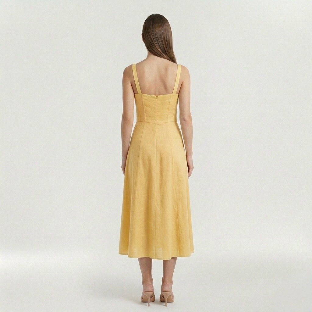 Vestido midi de tirantes con abertura lateral para mujer
