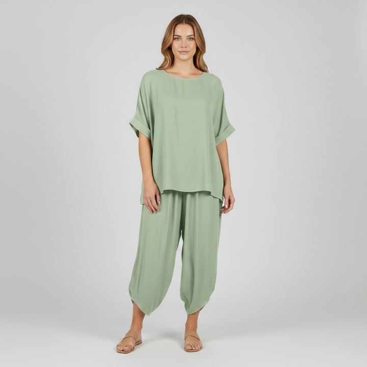 Pohodlná dvoudílná souprava pro ženy, top a volné kalhoty