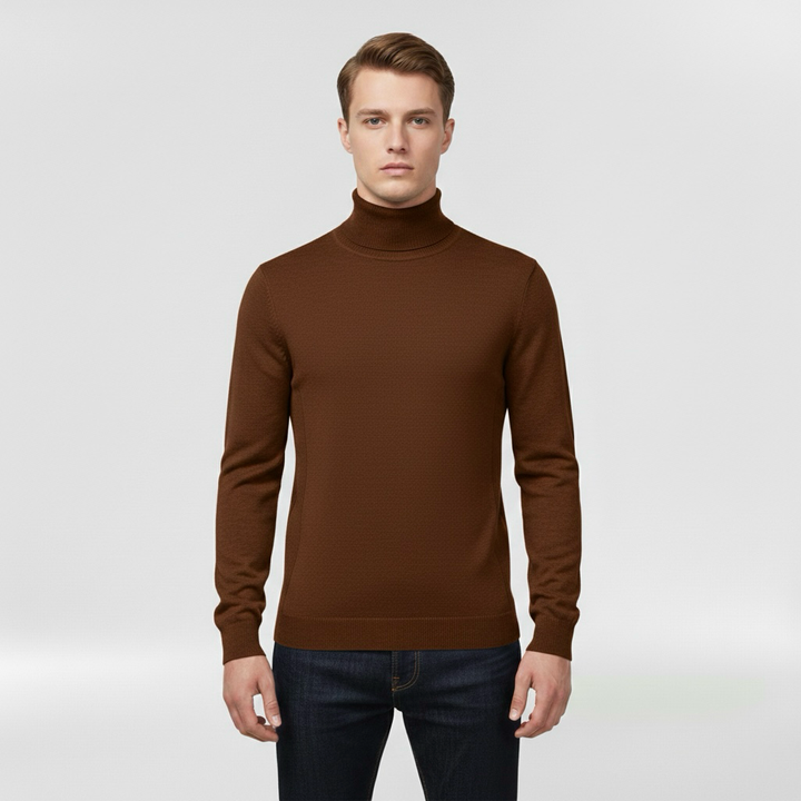 Pánský pletený svetr s vysokým límcem, teplý, elegantní a ležérní na zimu