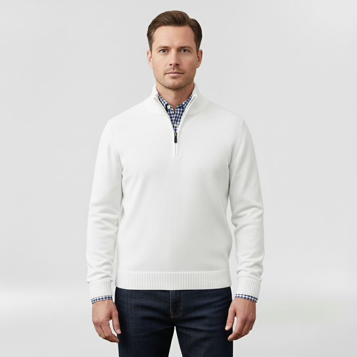 Pánský svetr se středním zipem pro vrstvení a každodenní nošení