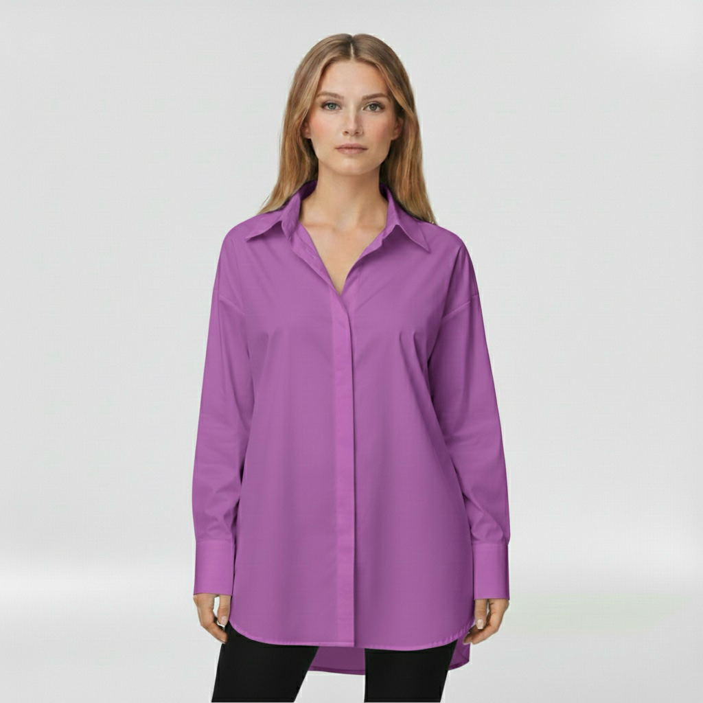 Camicia con bottoni da donna a maniche lunghe per l'ufficio