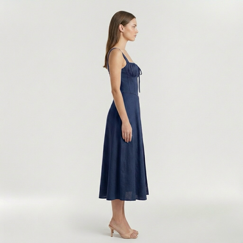 Vestido midi de tirantes con abertura lateral para mujer
