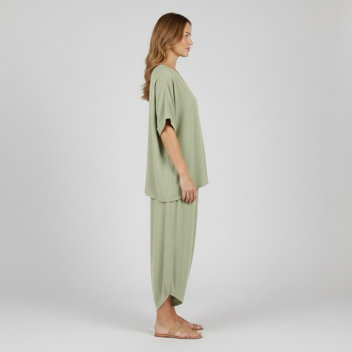 Pohodlná dvoudílná souprava pro ženy, top a volné kalhoty