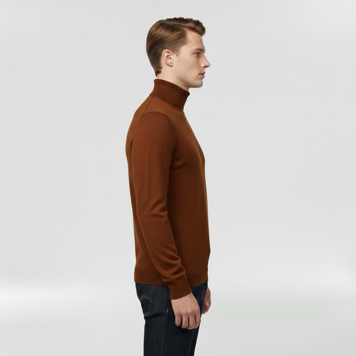 Pánský pletený svetr s vysokým límcem, teplý, elegantní a ležérní na zimu