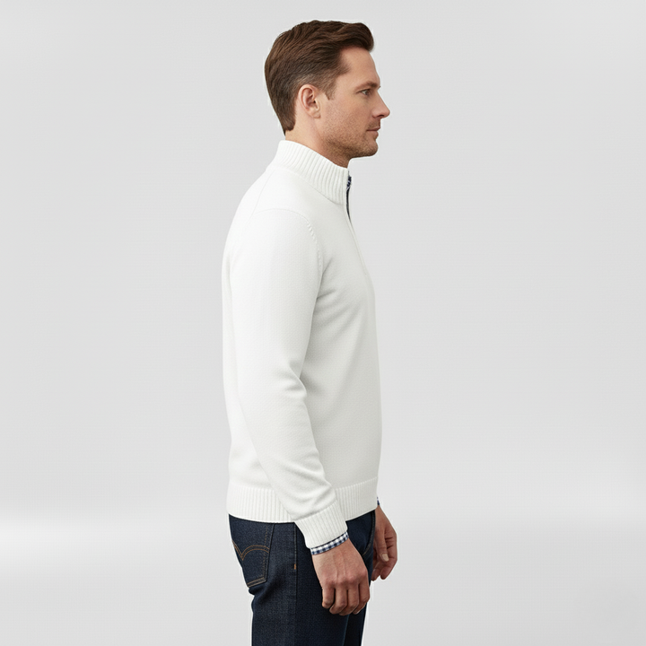 Pánský svetr se středním zipem pro vrstvení a každodenní nošení