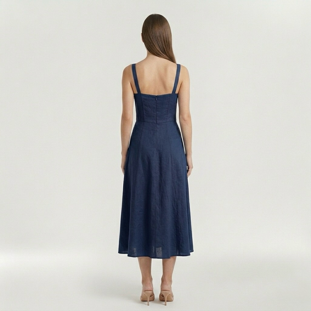 Vestido midi de tirantes con abertura lateral para mujer