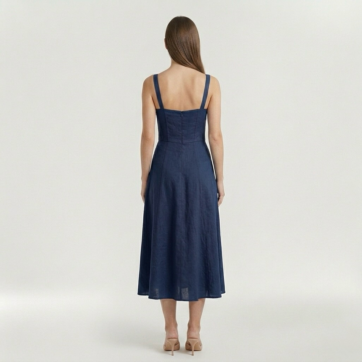 Vestido midi de tirantes con abertura lateral para mujer