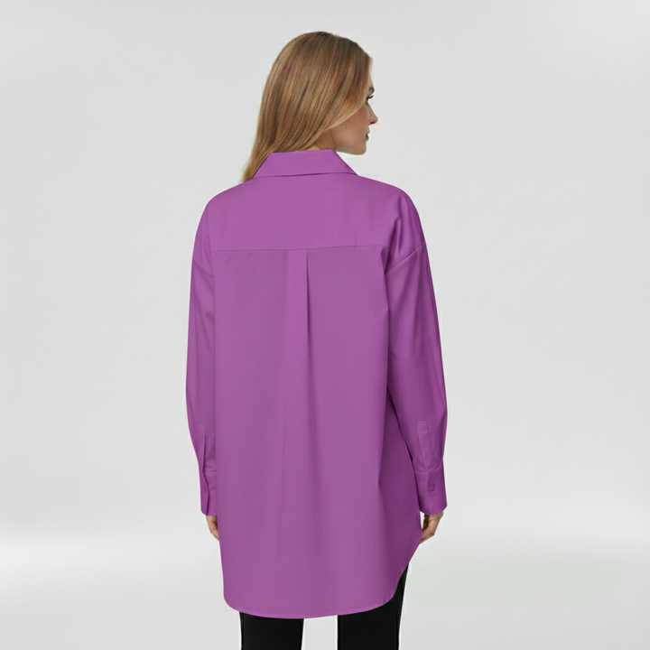 Camicia con bottoni da donna a maniche lunghe per l'ufficio