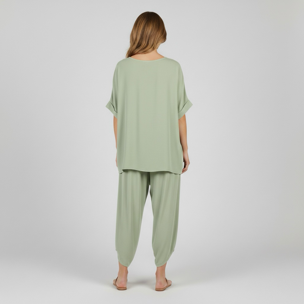 Pohodlná dvoudílná souprava pro ženy, top a volné kalhoty