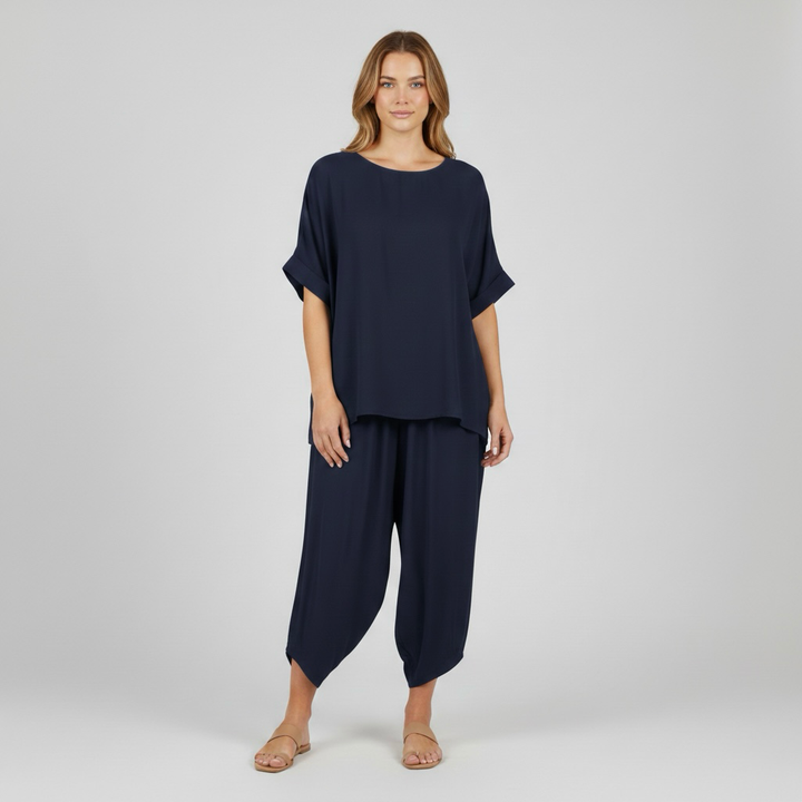 Pohodlná dvoudílná souprava pro ženy, top a volné kalhoty