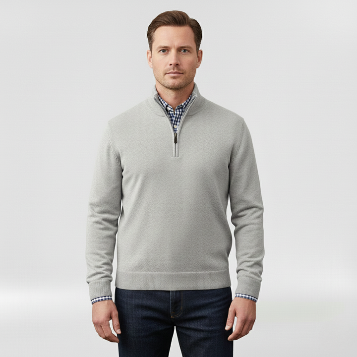 Pánský svetr se středním zipem pro vrstvení a každodenní nošení