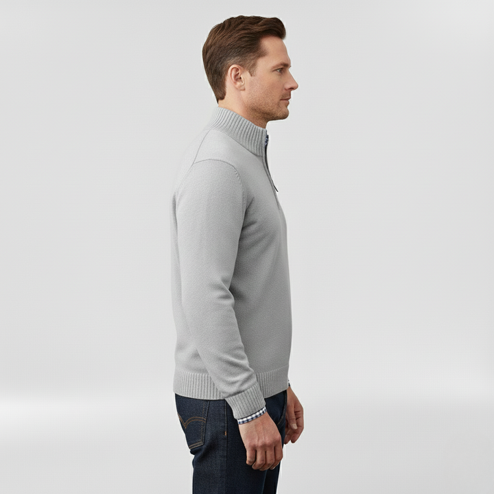 Pánský svetr se středním zipem pro vrstvení a každodenní nošení