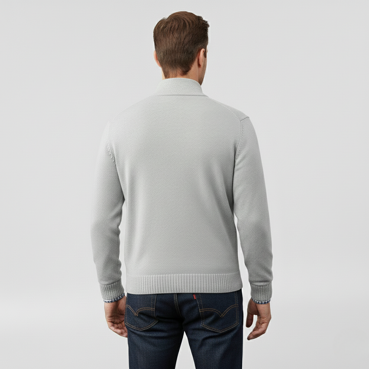 Pánský svetr se středním zipem pro vrstvení a každodenní nošení