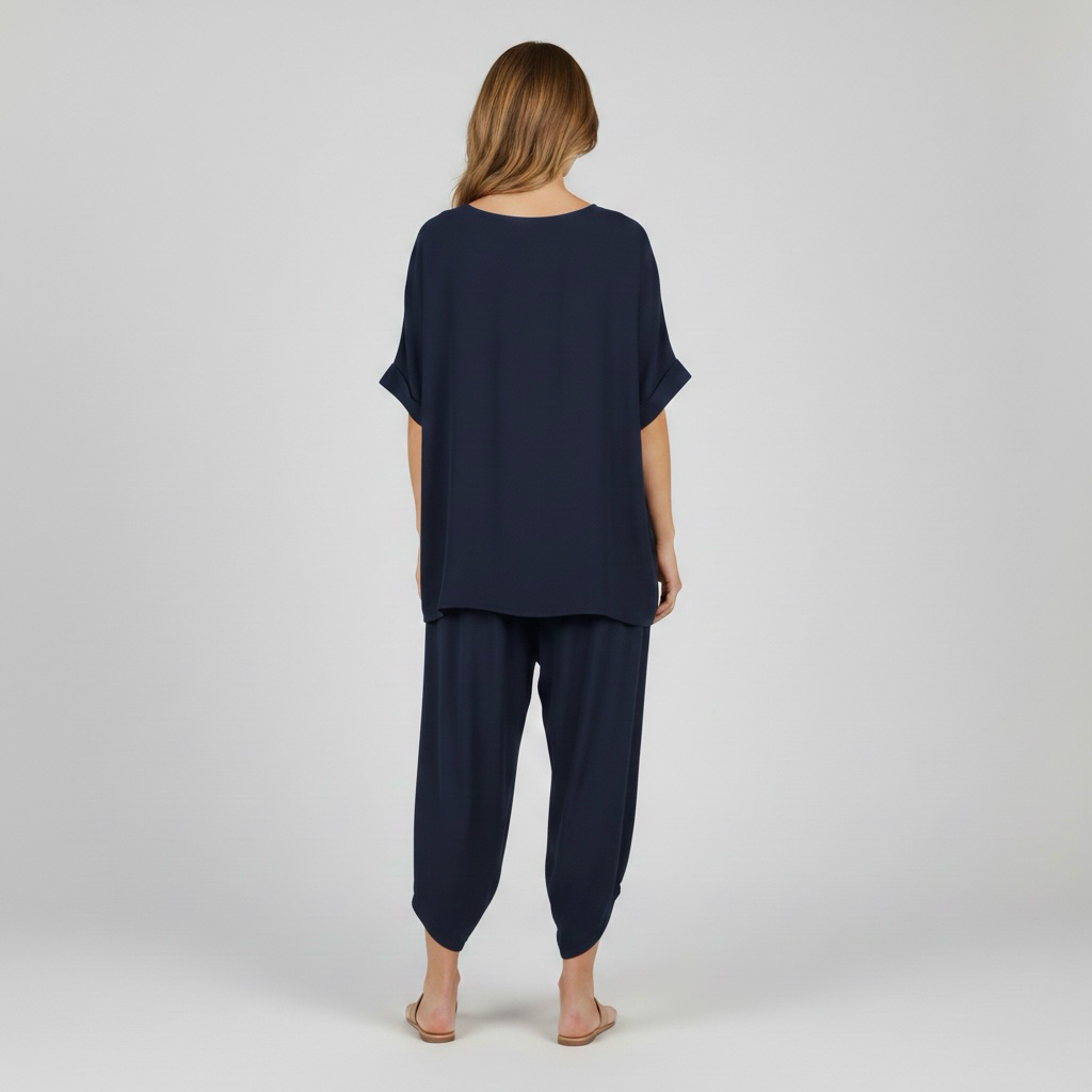 Pohodlná dvoudílná souprava pro ženy, top a volné kalhoty