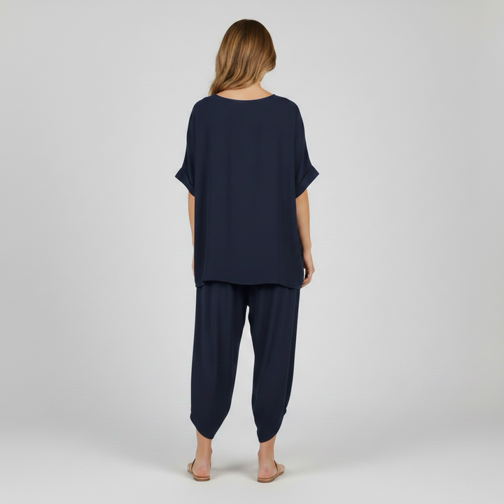 Pohodlná dvoudílná souprava pro ženy, top a volné kalhoty