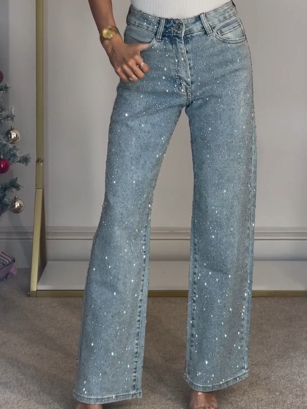 Selvaya Jeans Mujer | Jeans para Mujer con Detalle Brillante