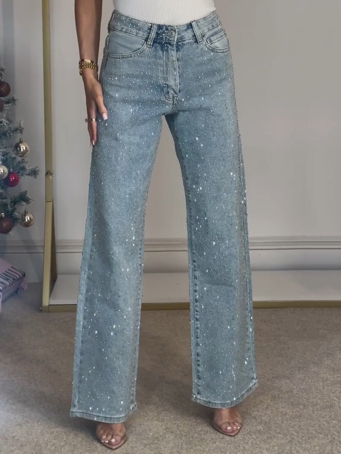 Selvaya Jeans Mujer | Jeans para Mujer con Detalle Brillante