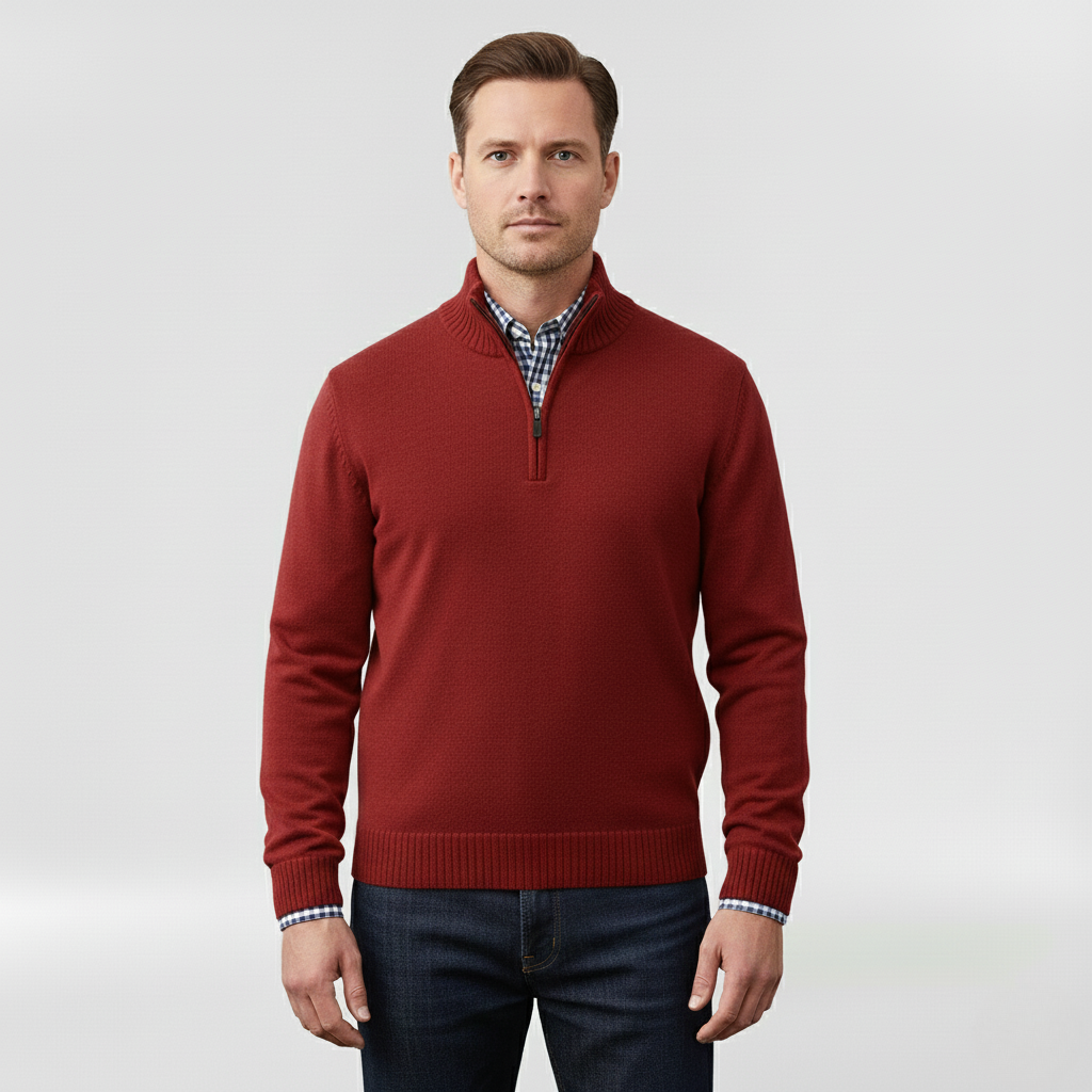 Pánský svetr se středním zipem pro vrstvení a každodenní nošení