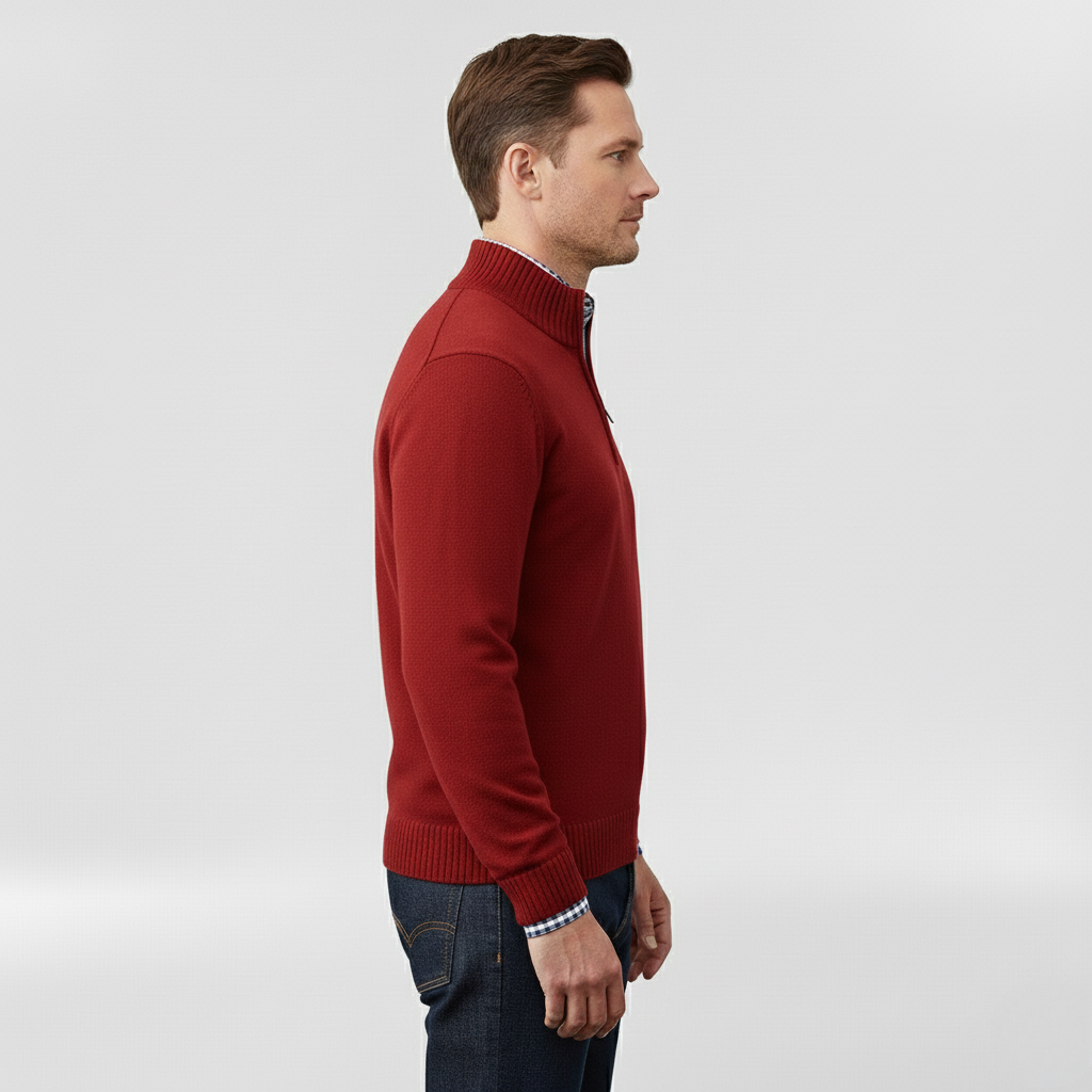 Pánský svetr se středním zipem pro vrstvení a každodenní nošení