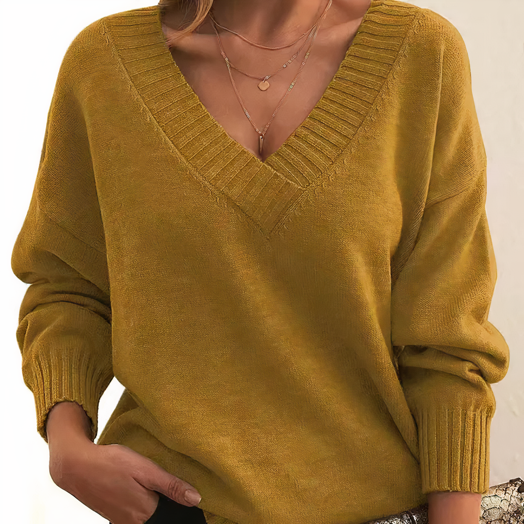 Maglione in cachemire con scollo a V per donne | Taglio rilassato
