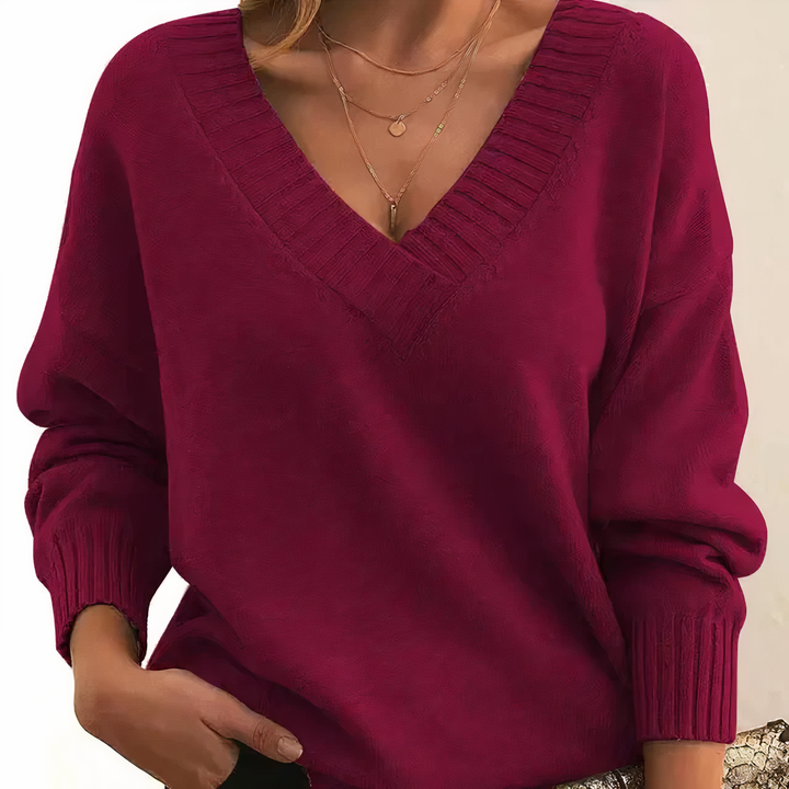 Maglione in cachemire con scollo a V per donne | Taglio rilassato