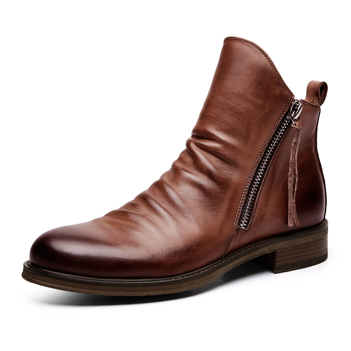Botas de Cuero Casual para Hombre | Diseño Vintage con Cremallera