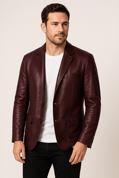 Blazer Clásico de Cuero para Hombre | Chaqueta Casual Elegante