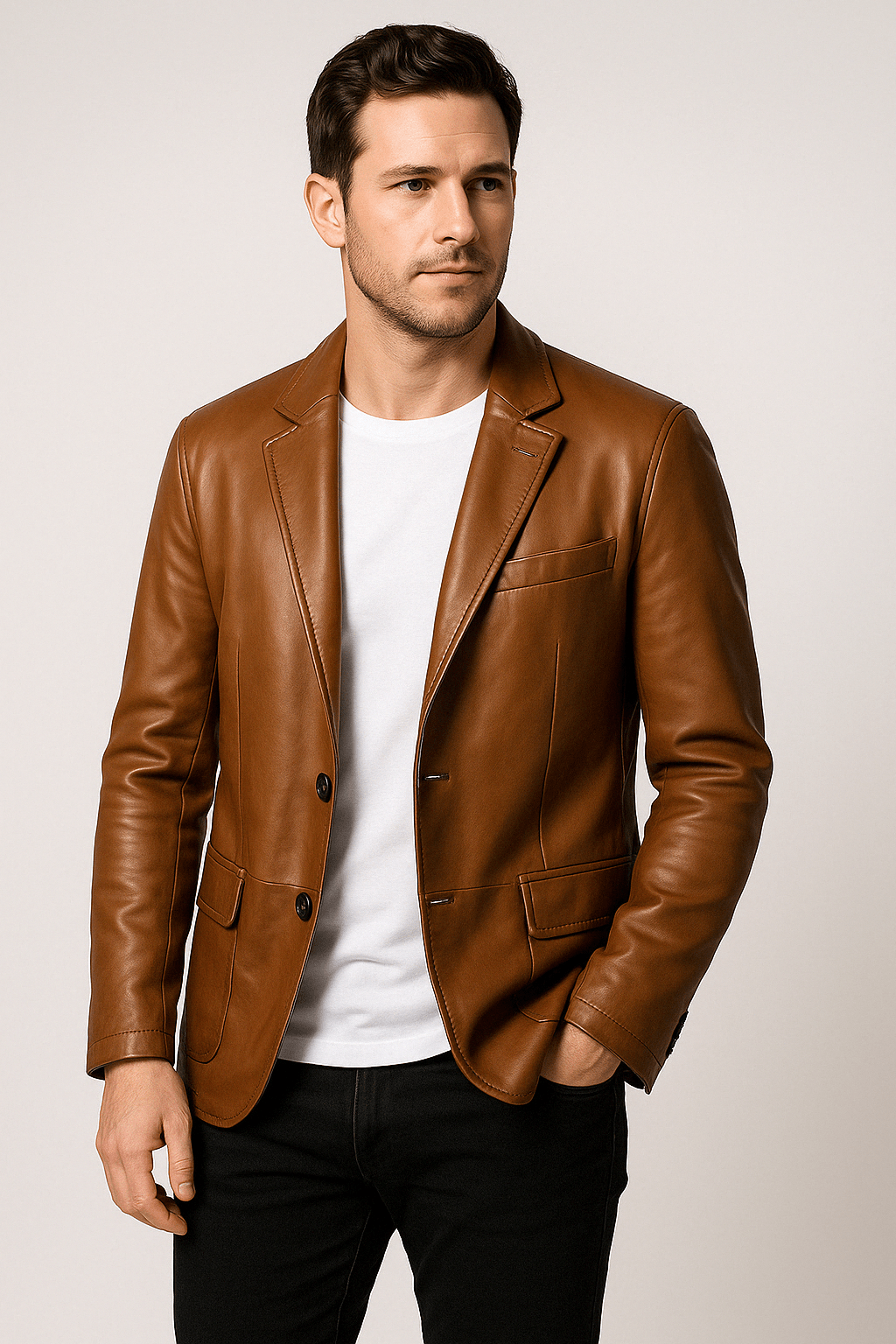 Blazer Clásico de Cuero para Hombre | Chaqueta Casual Elegante