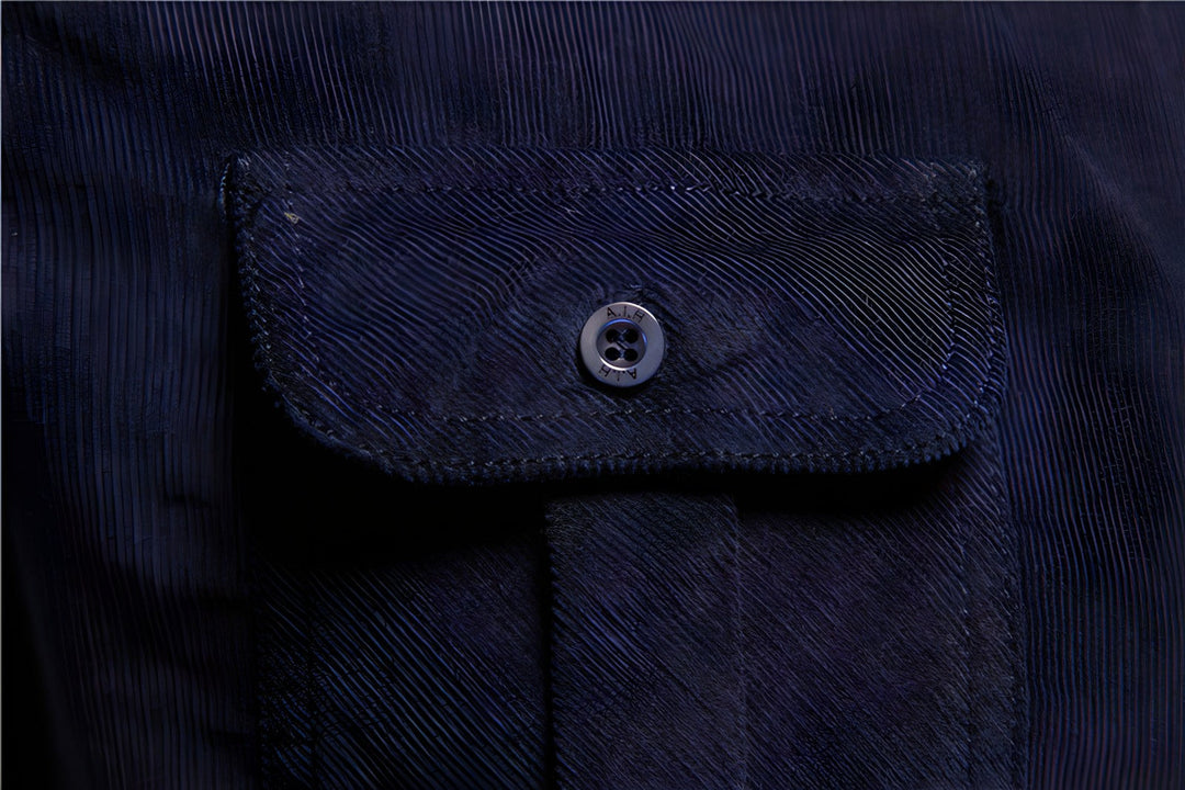 Raverno Koszula Męska | Koszula z Długim Rękawem z Przednimi Kieszeniami