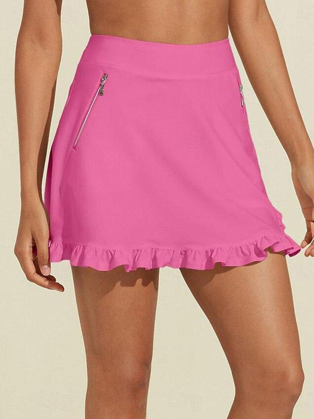 Golf-Rockhose für Damen mit UV-Schutz UPF50+, Sportlicher Skort mit hohem Bund, Volants und 17 Zoll Länge