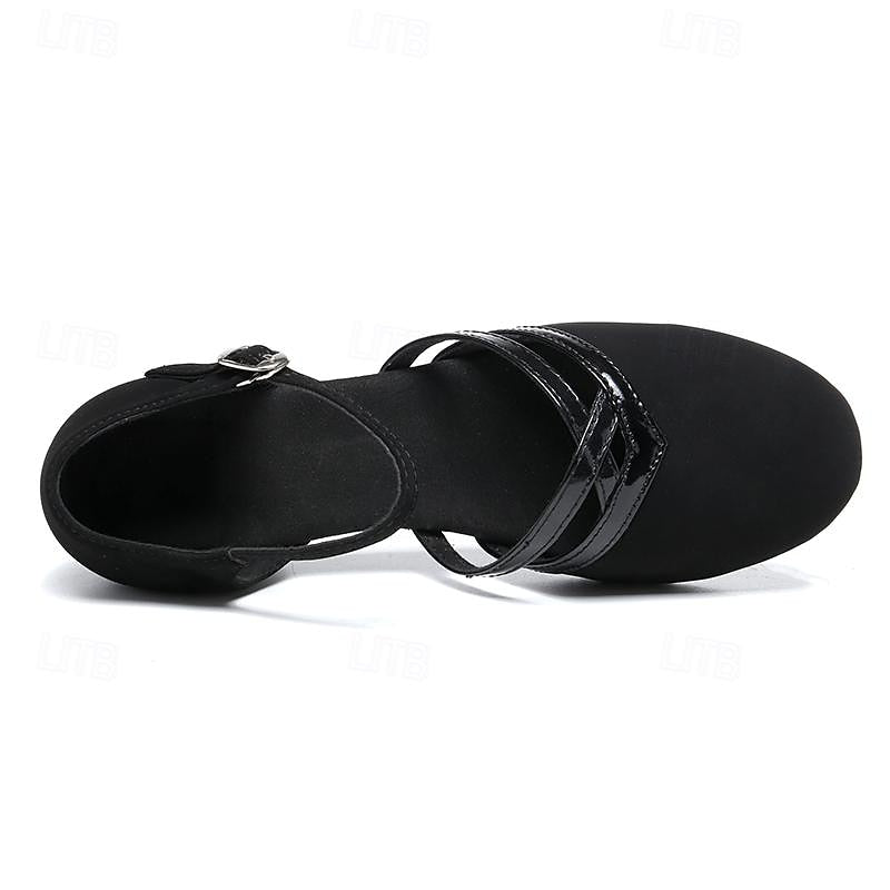 Chaussures de danse modernes noires pour femme - Légères, flexibles et confortables en daim de haute qualité